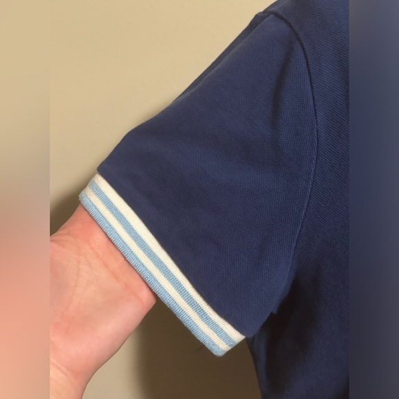 EUC Versace Jeans Blue and White Embroidered Logo Polo size medium - Picture 3 of 6